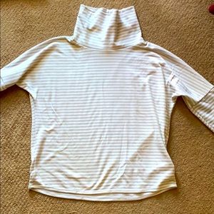 Oiselle Big Stripe Mock Neck - White - Size M